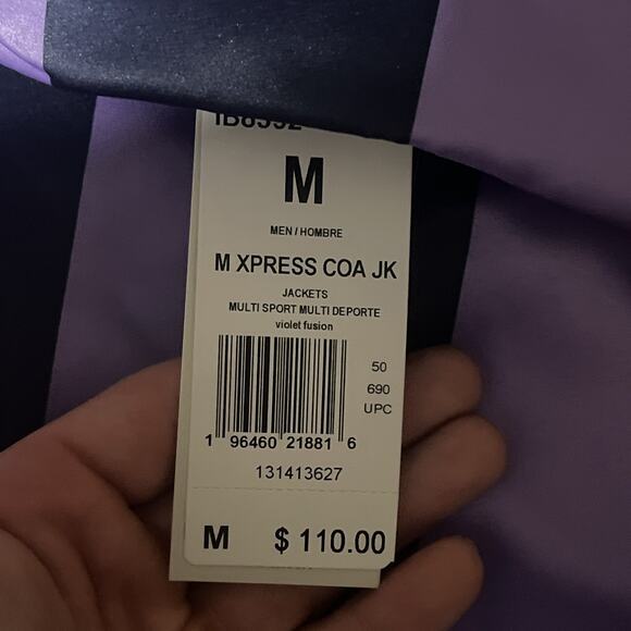 Adidas Originals Satin Mens Medium Coaches Track Jacket Purple Court 1B8392 $110 - Picture 6 of 9